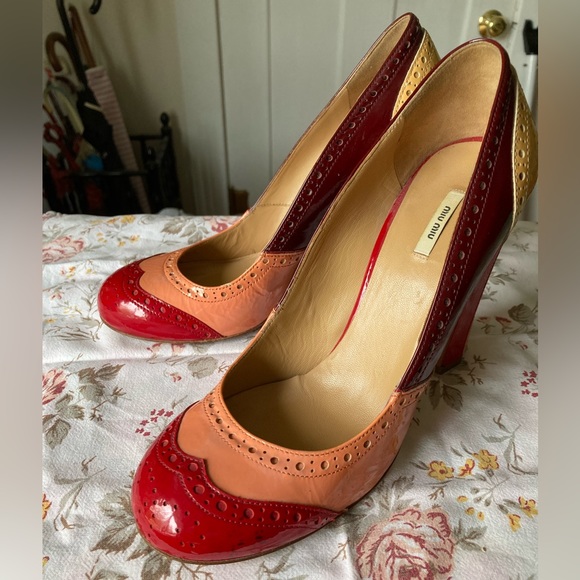 Miu Miu Naplak Patch in Red and Pink color way - SZ 38 US 7.5 - Picture 2 of 11
